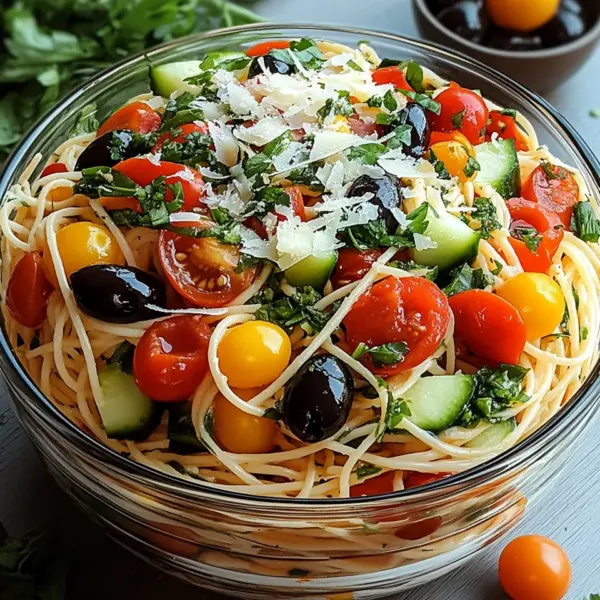 Italienischer Spaghetti-Schichtsalat