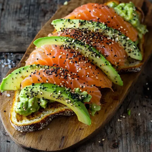 Lachs Avocado Laugenstange mit Topping