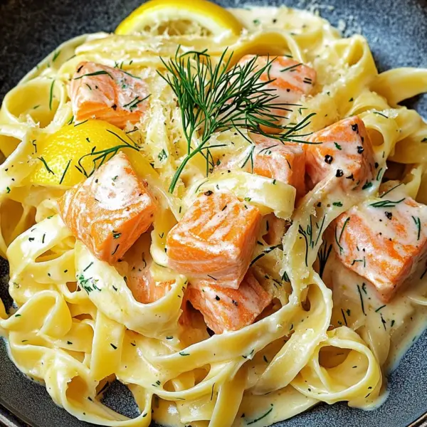 Lachs-Tagliatelle mit cremiger Zitronensoße