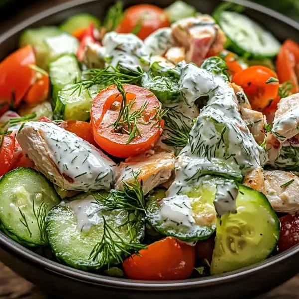 Mediterrane Köstlichkeit Tzatziki Hähnchensalat