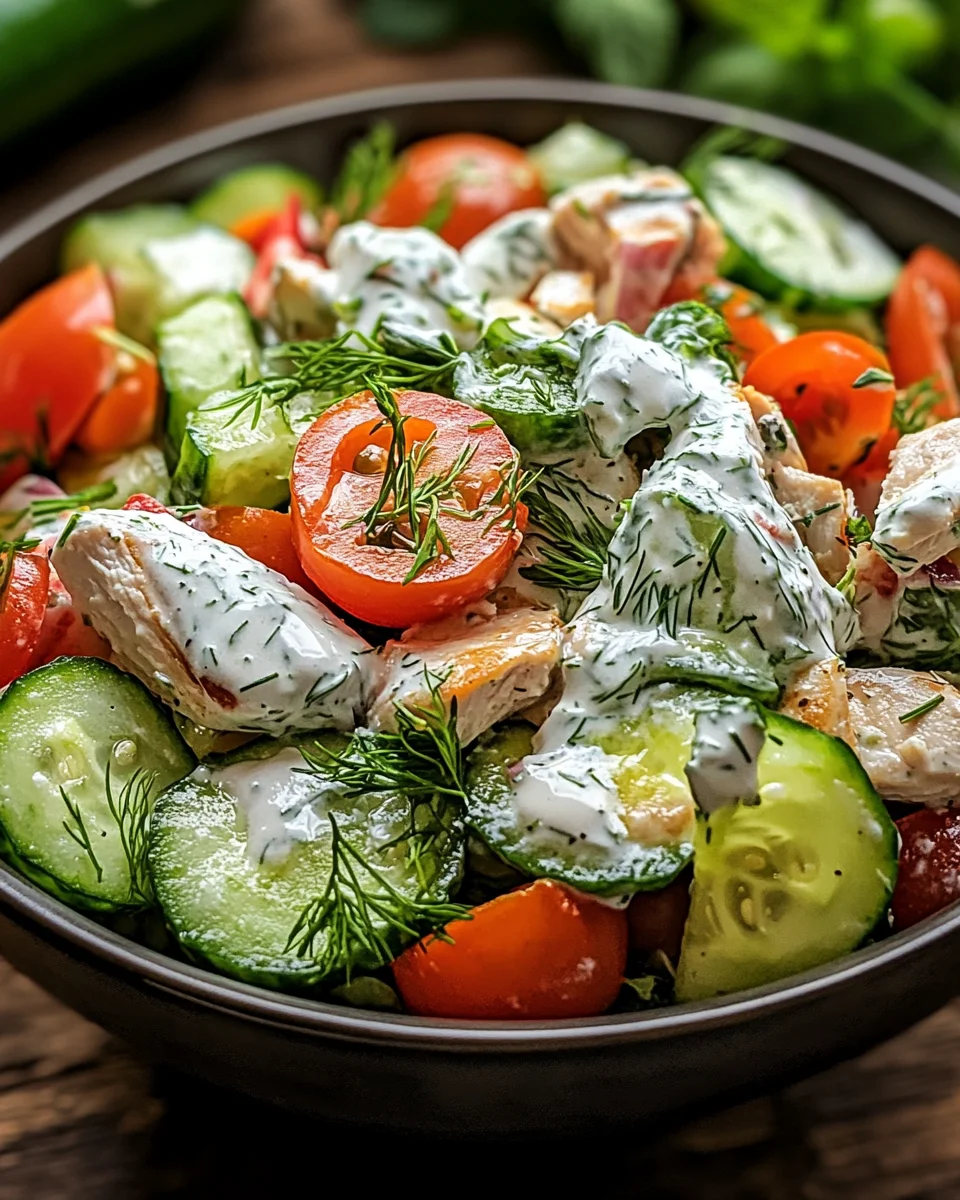 Mediterrane Köstlichkeit Tzatziki Hähnchensalat