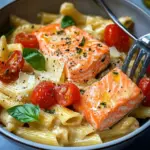 Ofen-Lachs-Pasta mit Tomaten