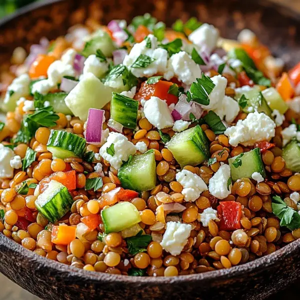 Orientalischer Rote Linsen Salat mit Feta