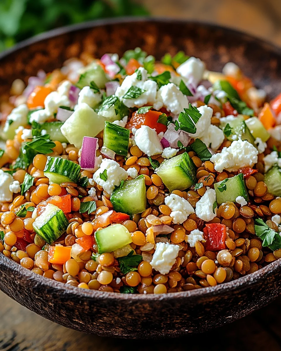 Orientalischer Rote Linsen Salat mit Feta