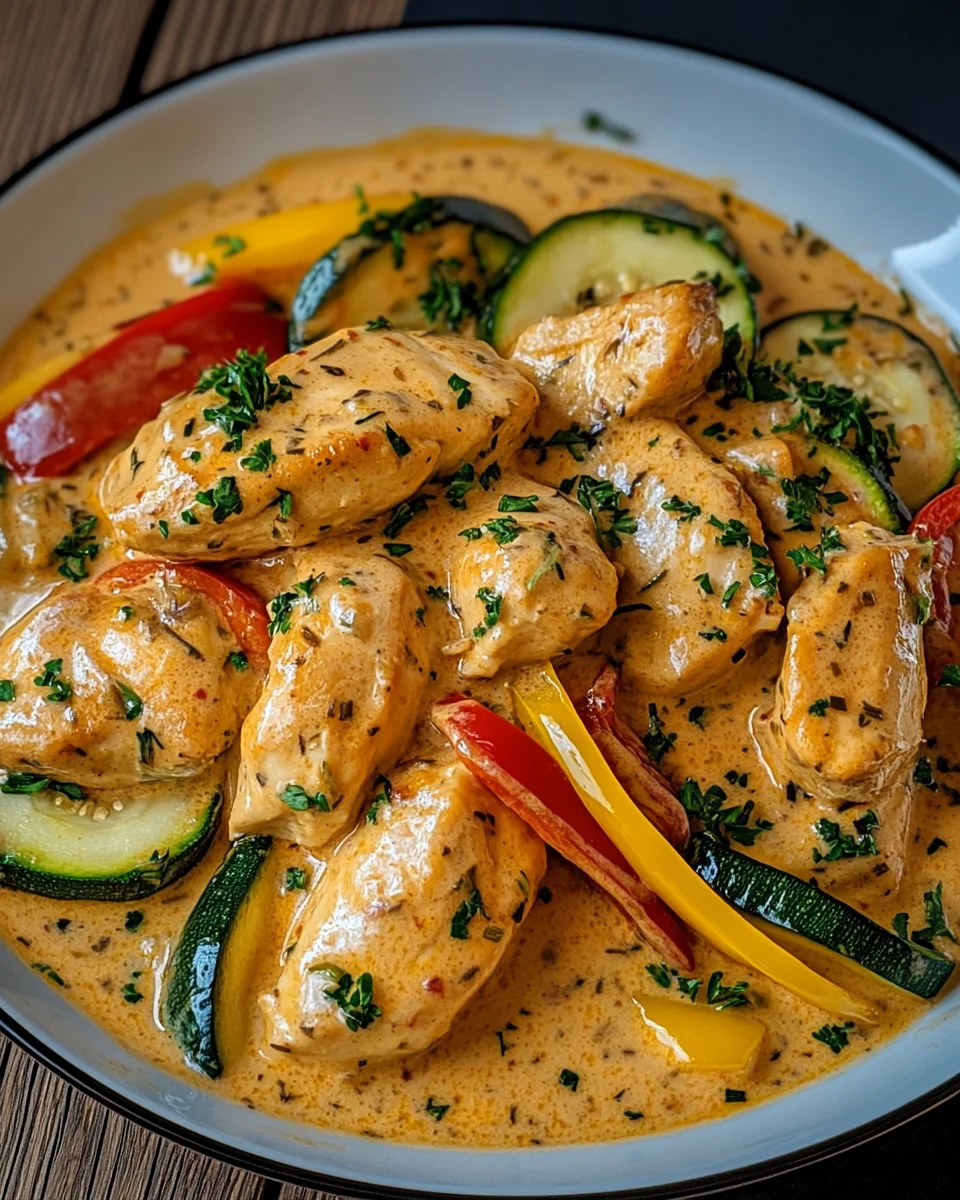 Paprika-Zucchini-Sahne-H&auml;hnchen