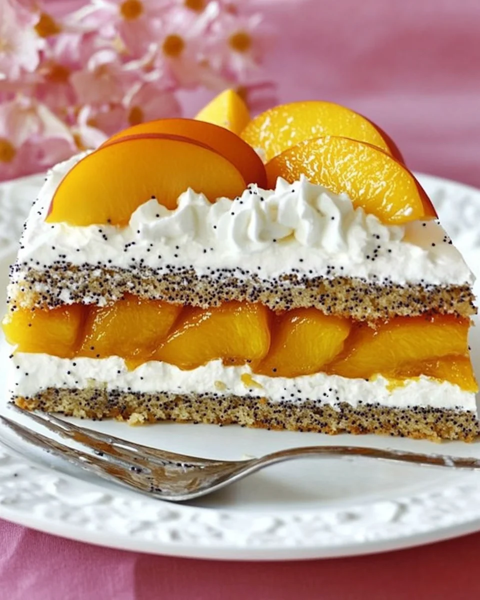 Pfirsichtorte mit Mohn