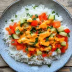 Reis mit Gem&uuml;se-Frischk&auml;se-Sauce