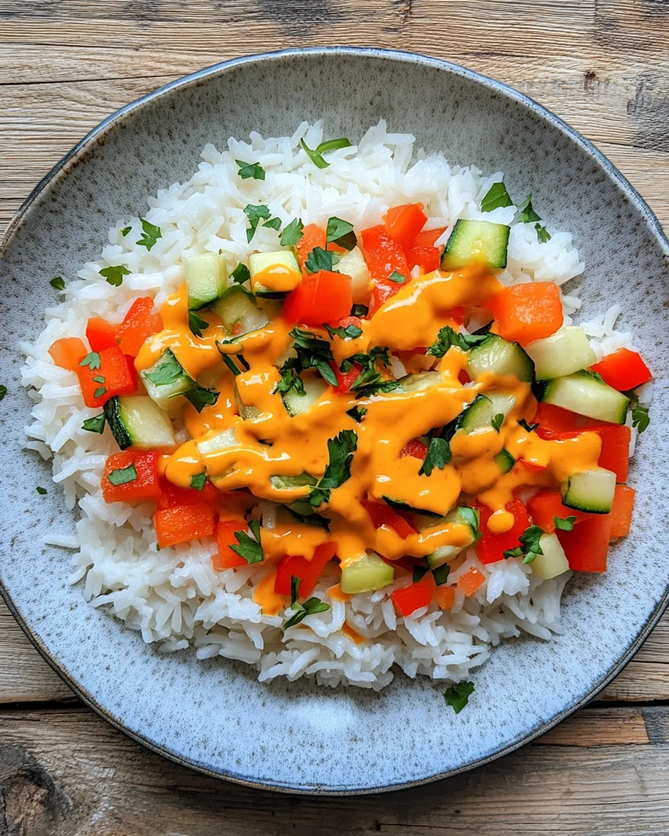 Reis mit Gem&uuml;se-Frischk&auml;se-Sauce