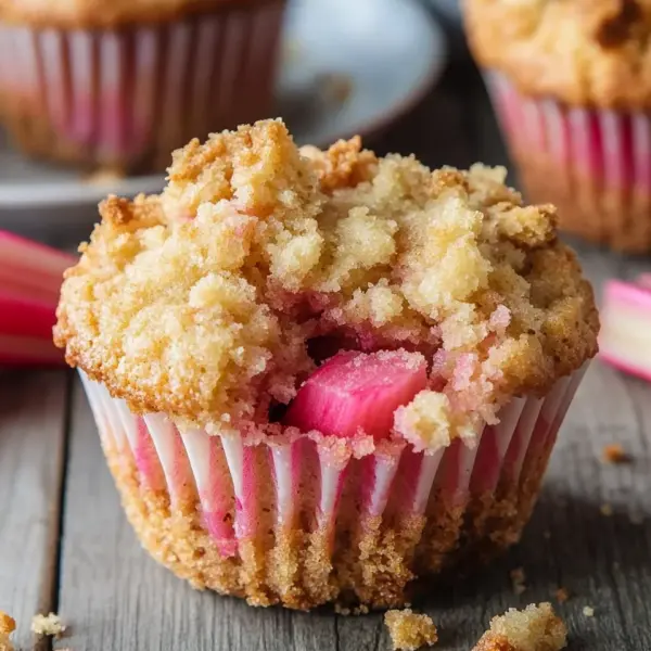 Rhabarber-Muffins mit Vanillestreuseln
