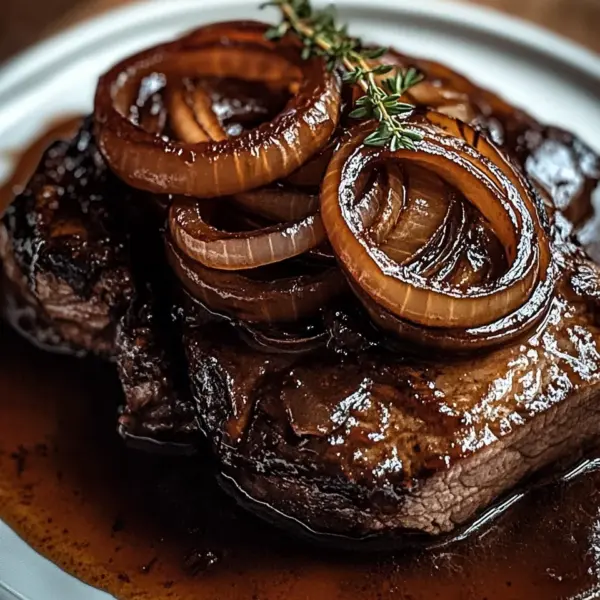 Rinderbrust in Balsamico-Zwiebelsoße