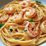 Spaghetti mit Garnelen in Frischk&auml;sesauce