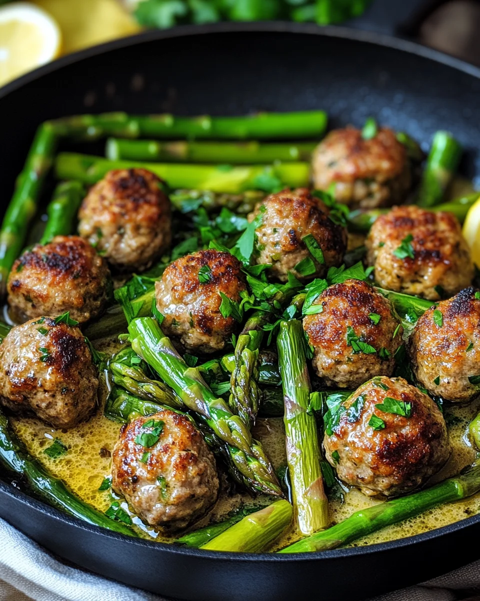 Spargelpfanne mit Frikadellen