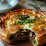 Torte mit Pilzen, Hackfleisch und K&auml;se