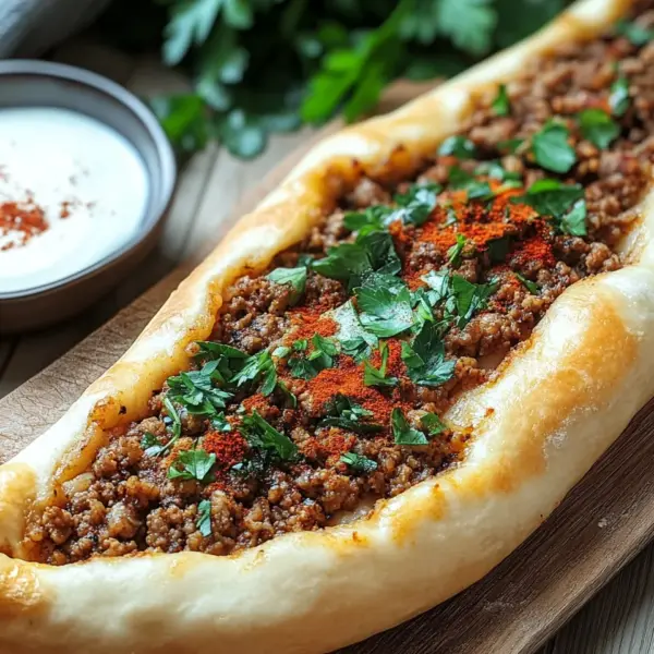 Türkische Pide mit Hackfleisch