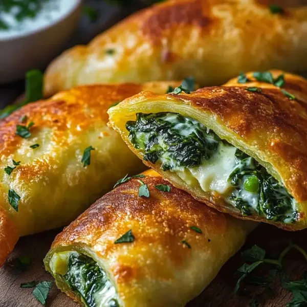Vegane Kartoffeltaschen mit Spinat-Frischkäse-Füllung