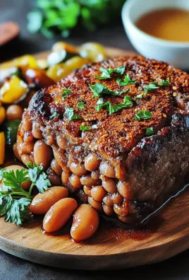 Veganer Braten mit Bohnen