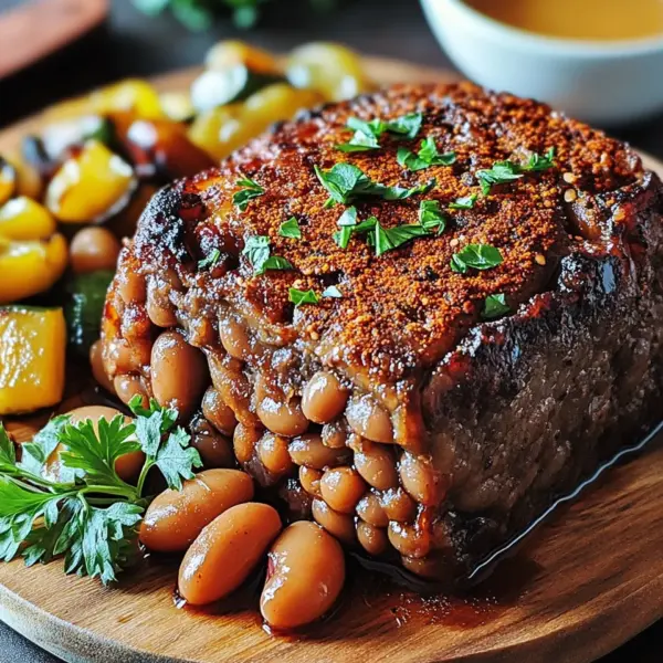 Veganer Braten mit Bohnen