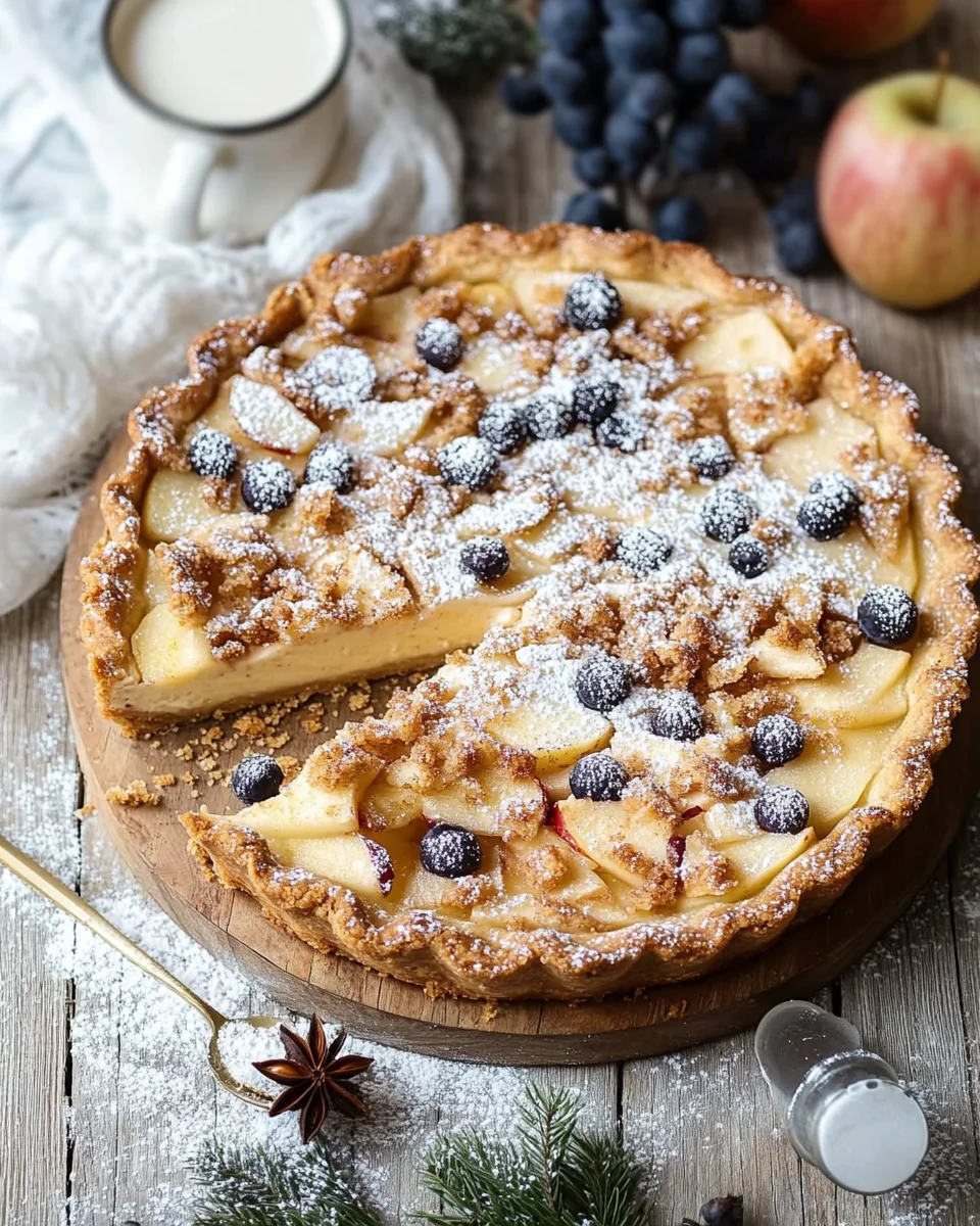 W&uuml;rziger Bratapfel-K&auml;sekuchen mit Zimtstreuseln
