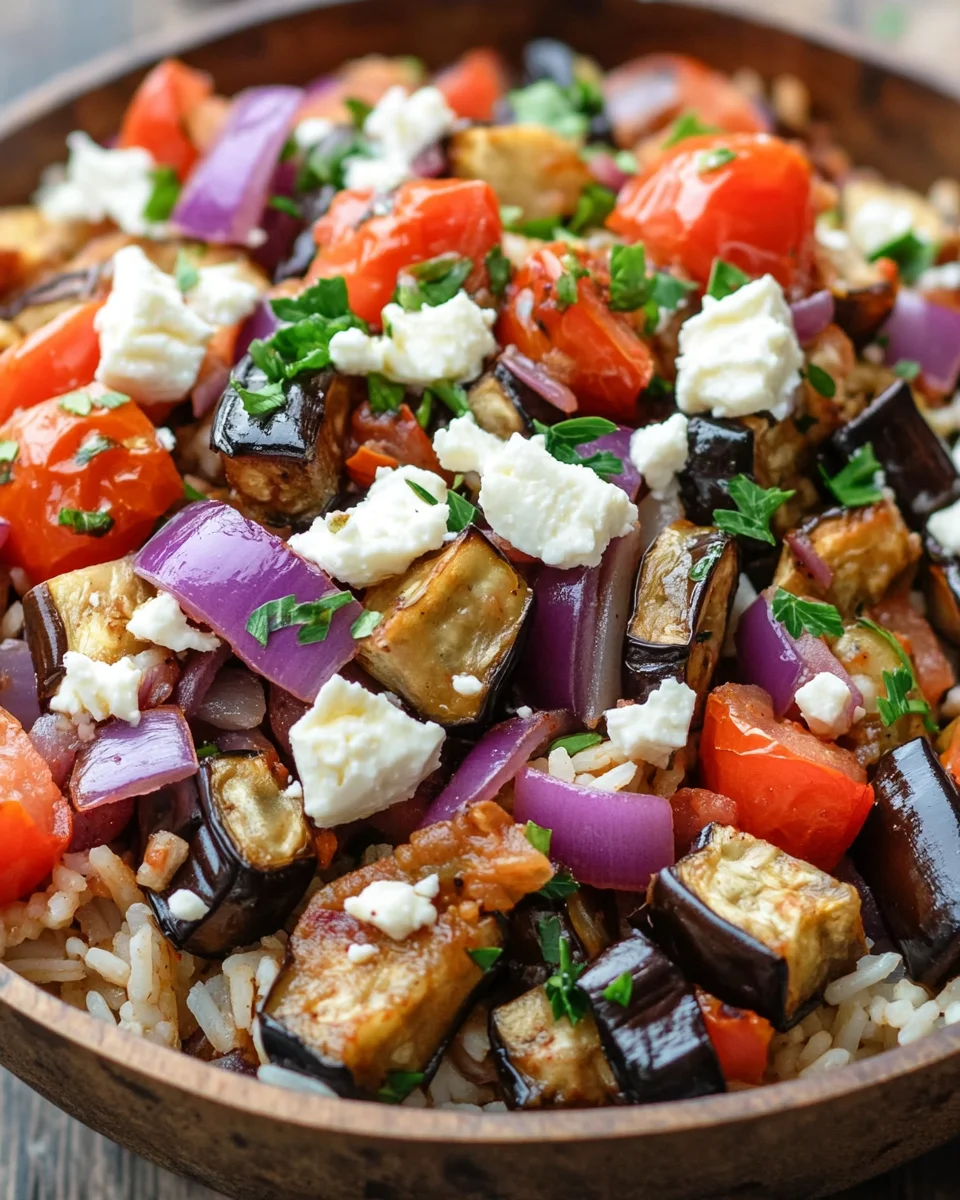 Auberginen-Reispfanne mit Feta 22 Auberginen-Reispfanne