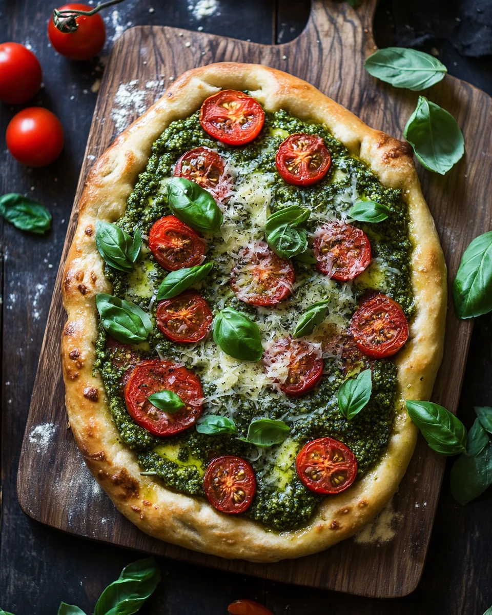 Die beste Focaccia mit Pesto und Tomaten