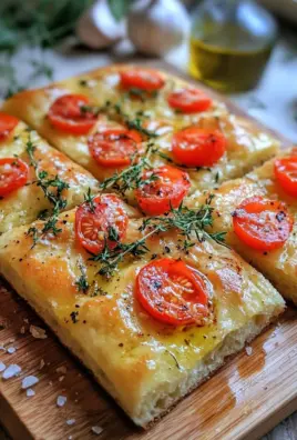 Focaccia mit Tomaten, Knoblauch & Thymian