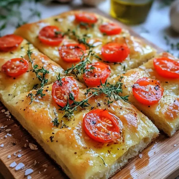 Focaccia mit Tomaten, Knoblauch & Thymian