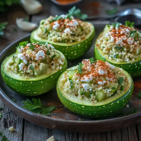 Gefüllte Zucchinis mit Couscous und Feta