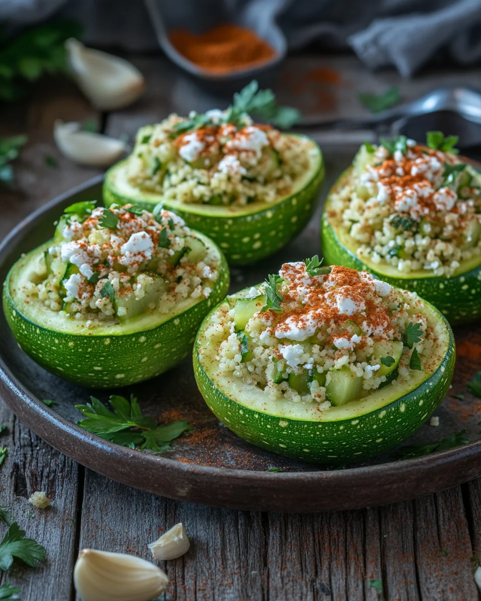 Gefüllte Zucchinis mit Couscous und Feta