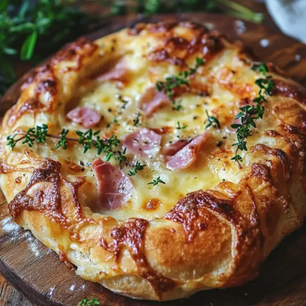 Handbrot mit Schinken und Käse