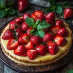 K&auml;sekuchen mit Erdbeeren