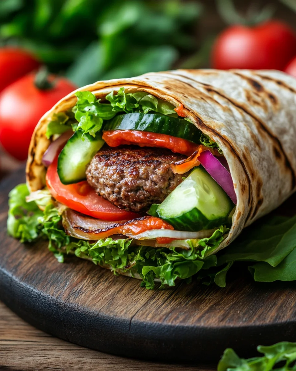 Kalorienarmer Burger-Wrap unter 250 Kalorien