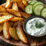 Kartoffelspalten mit Gurkendip