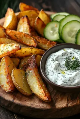 Kartoffelspalten mit Gurkendip