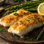 Krosse im Ofen gebackene Parmesan-Krustenlachsfilets