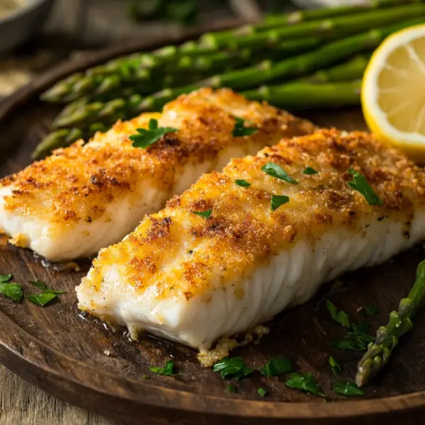 Krosse im Ofen gebackene Parmesan-Krustenlachsfilets
