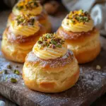 Lockere Pistazien-Heferollen mit Orangen-Frischk&auml;se-Frosting