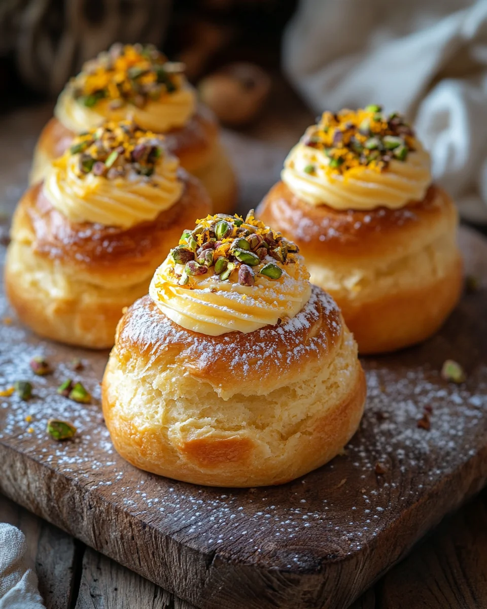 Lockere Pistazien-Heferollen mit Orangen-Frischkäse-Frosting