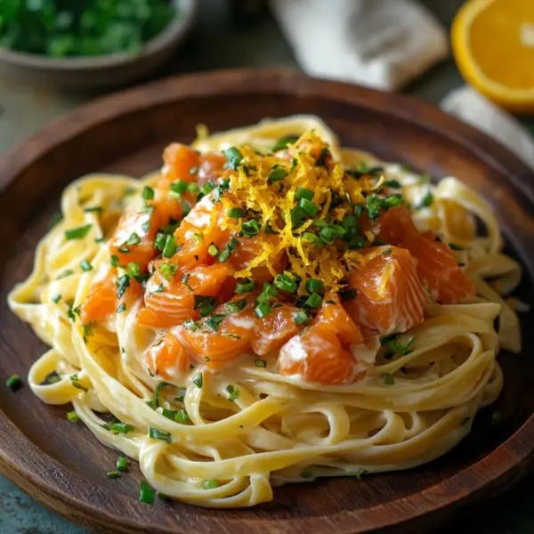 Orangen Lachs Pasta