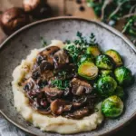 Pilzpfanne mit Rosenkohl und Kartoffelp&uuml;ree