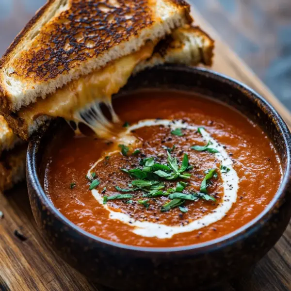 Roasted Tomato Soup with Grilled Cheese Sandwich