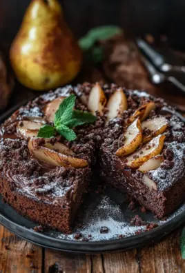 Saftiger Schokoladen-Birnenkuchen mit Schoko-Streuseln