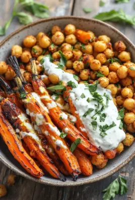 Spicy Maple-Roasted Carrots with Crispy Chickpeas and Yogurt Sauce